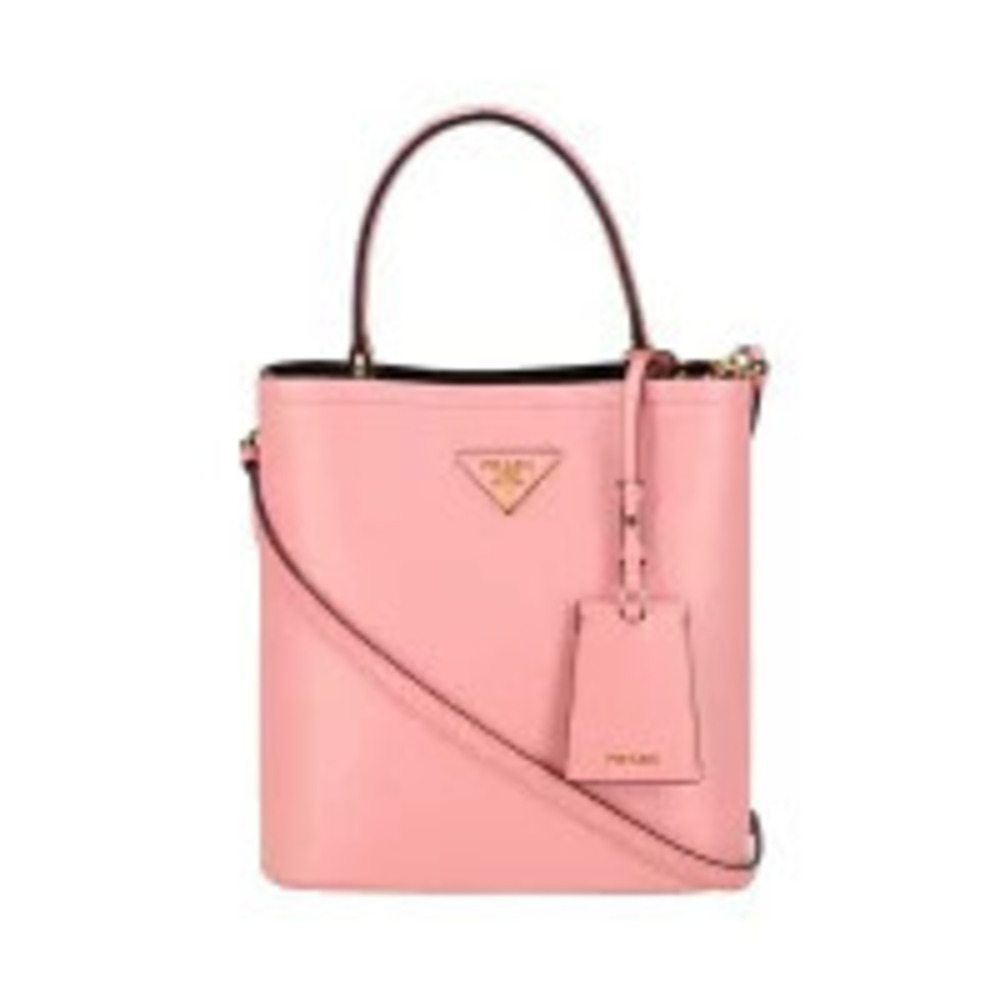 Prada Panier Saffiano leather bag peony pink distinctive geometric shape